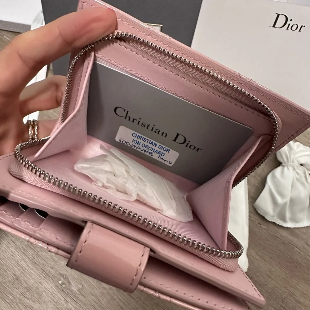 Dior patent leather wallet. Brand new. Box, card, charm, ribbon included